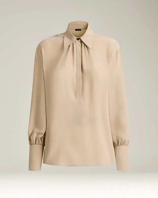 Kiton Elegant Cream Silk Bluse Seide Creme 40