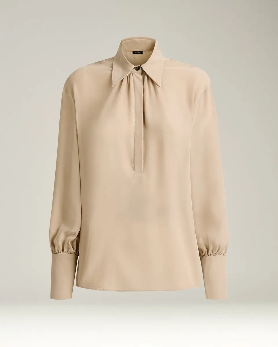 Kiton Elegant Cream Silk Bluse Seide Creme 40