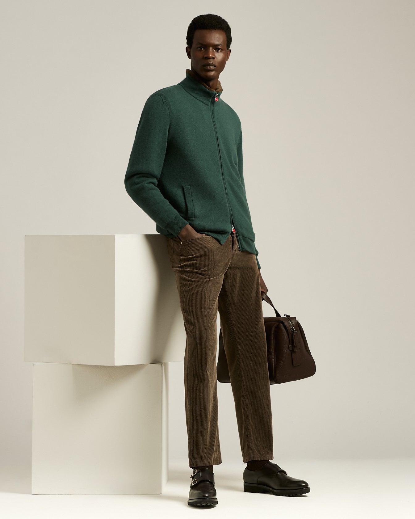 Kiton Jackets Jacke braun Kaschmir Zip Regular