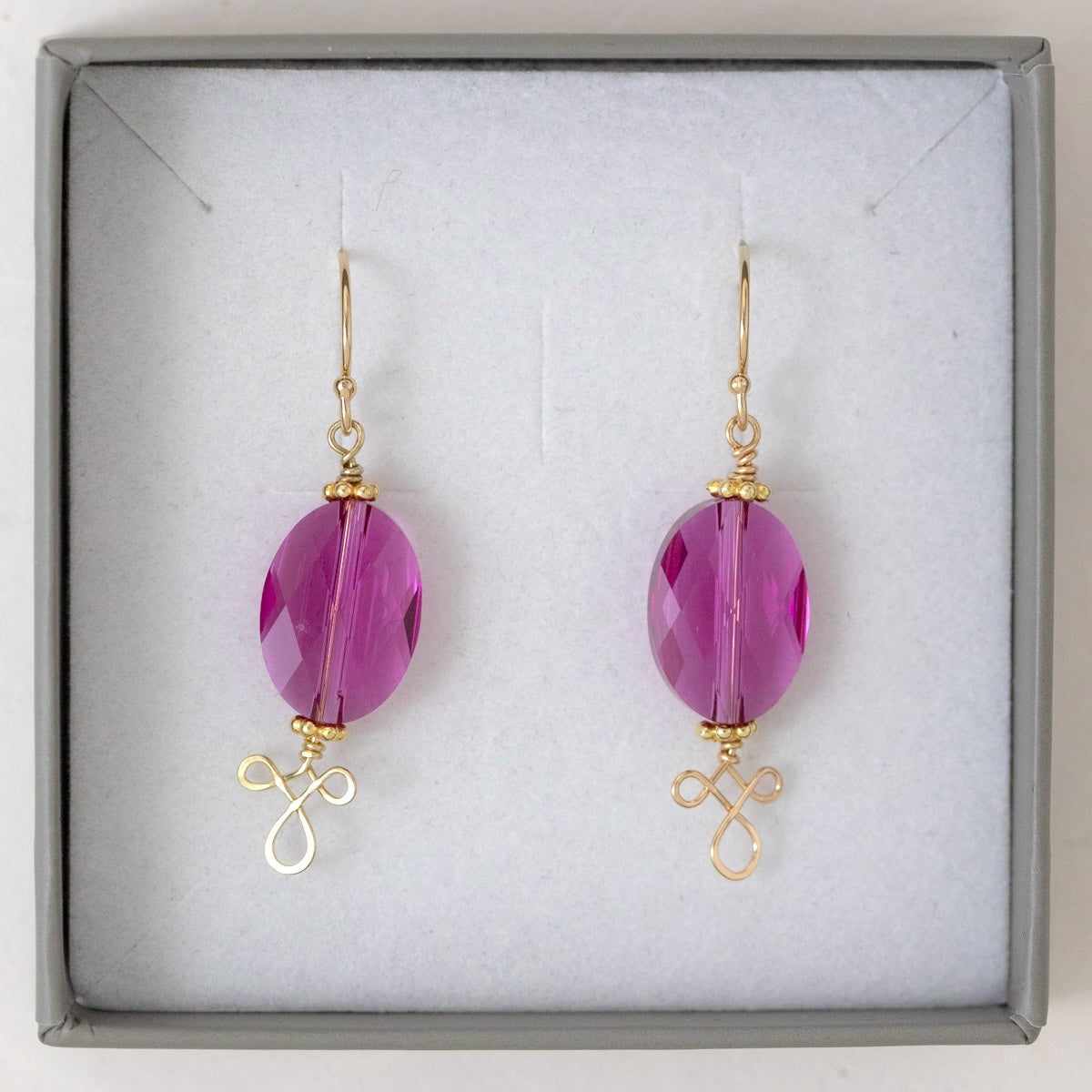 Juvelan Sample Sale Ohrringe Gold Fuchsia Kristall 0,6 cm