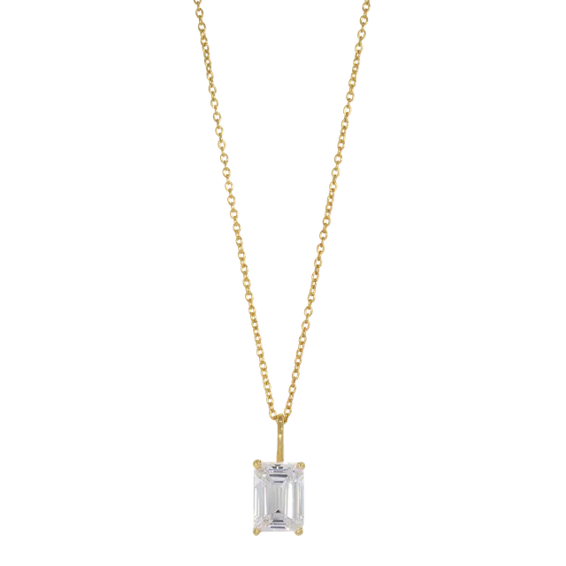 Juvelan Icon Smaragdschliff Halskette Zirkonia Anhänger 1,5 cm