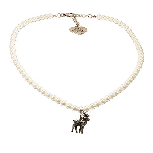 Alpenflüstern DAHEIM DHK239 Perlen-Dirndlkette Hirsch Creme-weiß