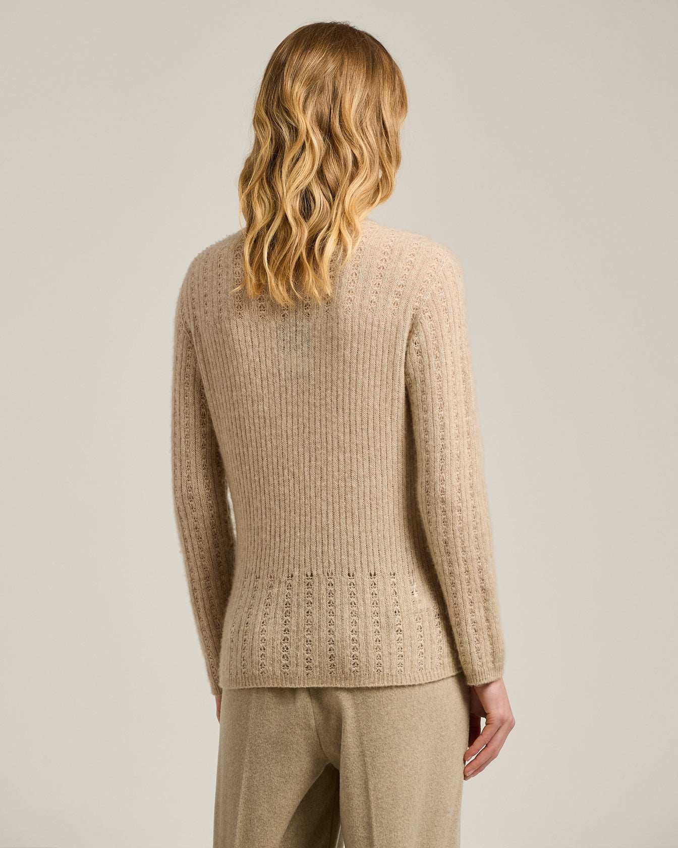Kiton Knitwear V-Neck Pullover Beige Kaschmir Seide