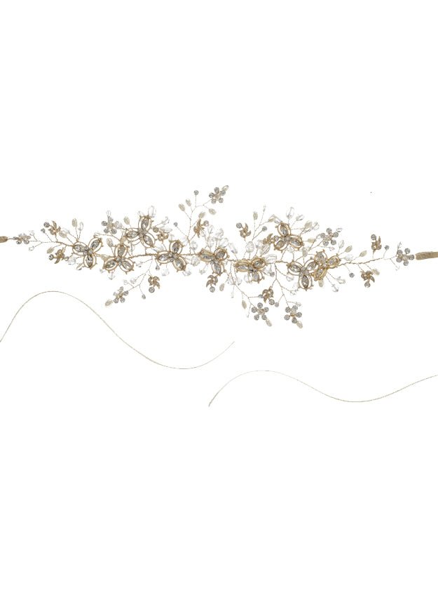 Elizabeth Bower Wisteria Gold Band Haarband Perle Kristall