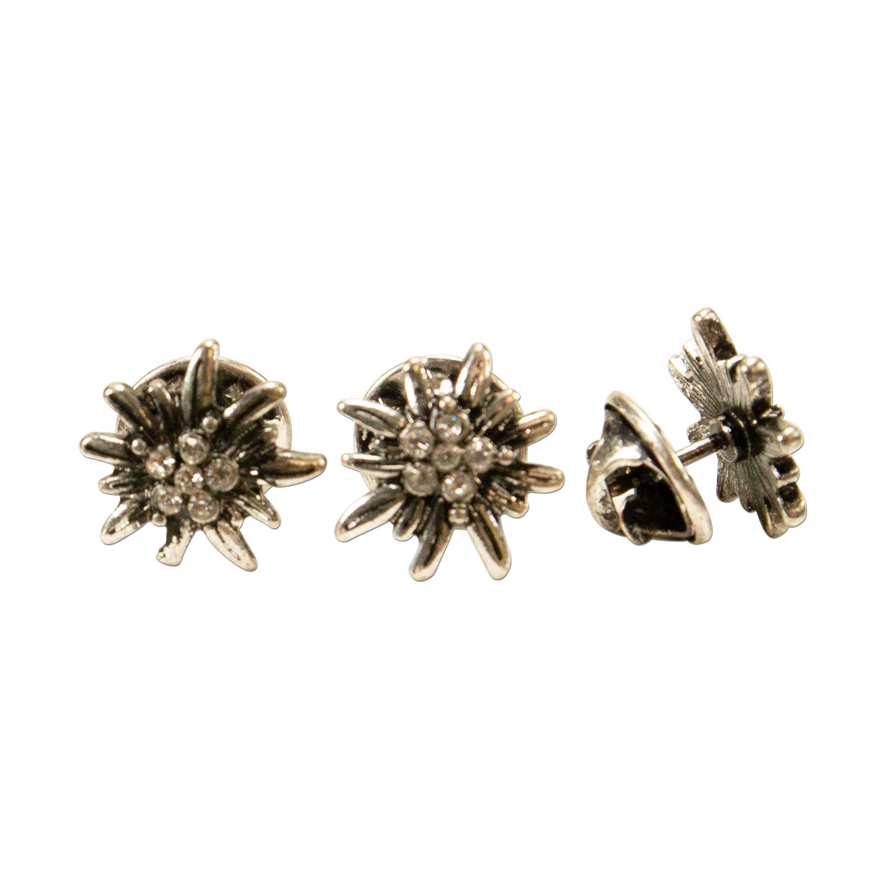 Alpenflüstern DAHEIM Pins Edelweiss mini 3er-Set silber