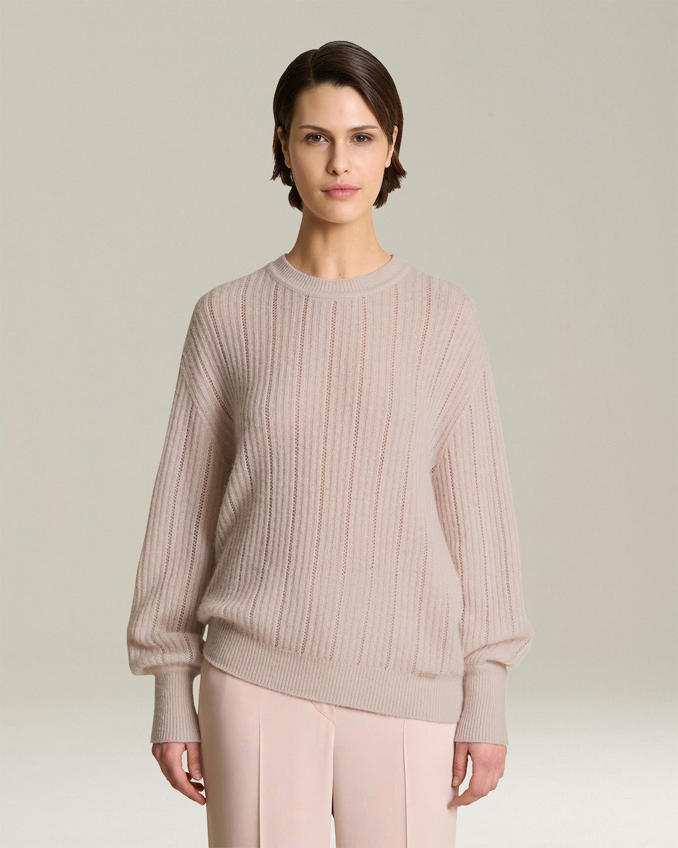 Kiton Pullover Kaschmir Seide Rundhals Lochstrick
