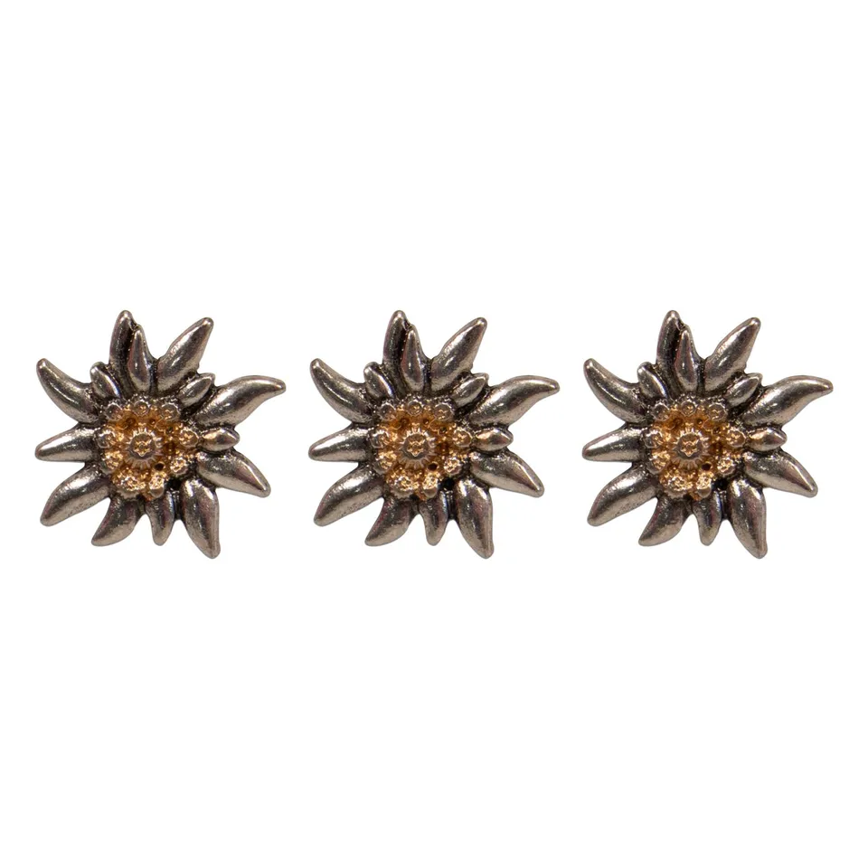 Alpenflüstern Daheim API127 Ansteck-Pins Edelweiß 3er-Set bicolor