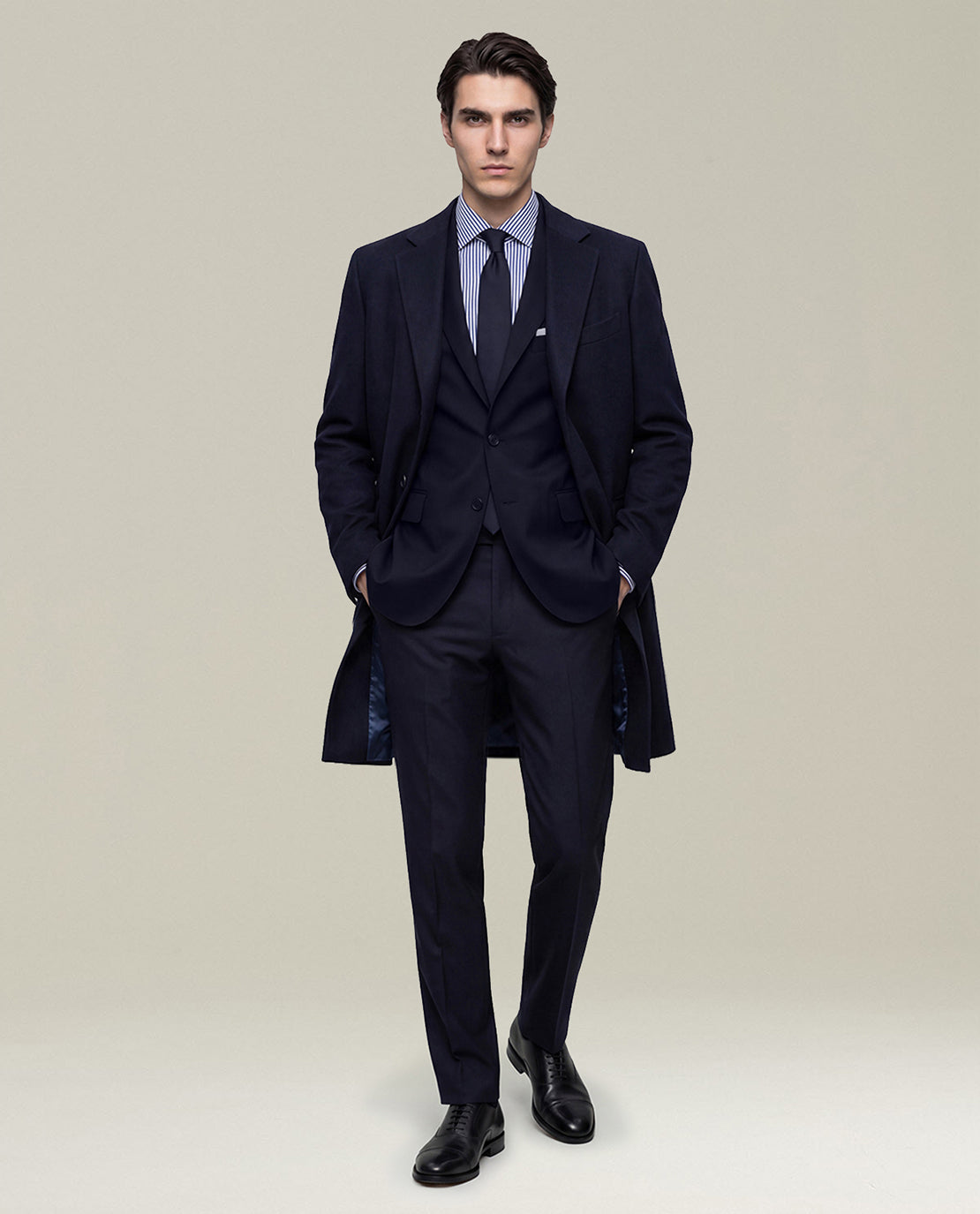 Kiton Outerwear Blue Single-Breasted Cashmere Mantel blau Kaschmir