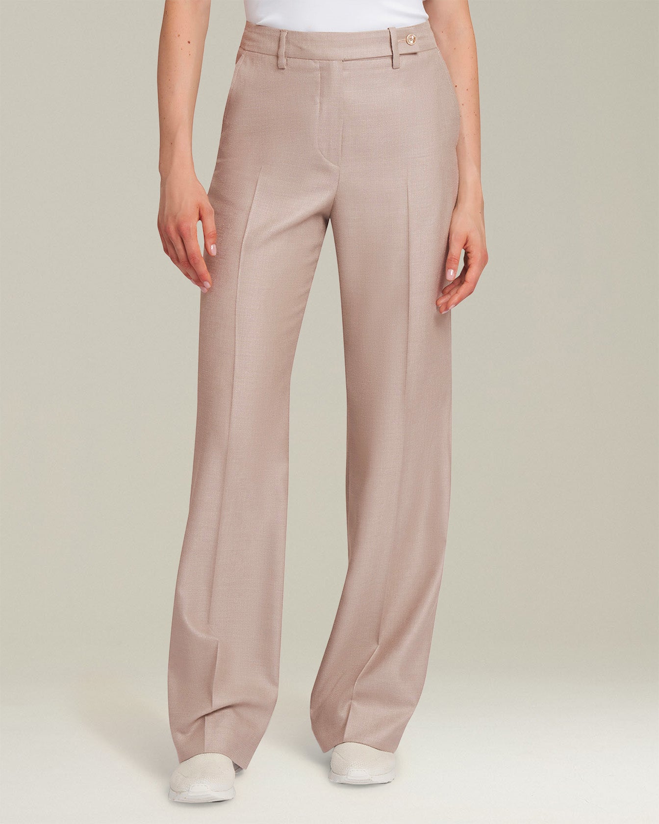 Kiton Trousers Seiden Hose beige Gr. 42 weites Bein