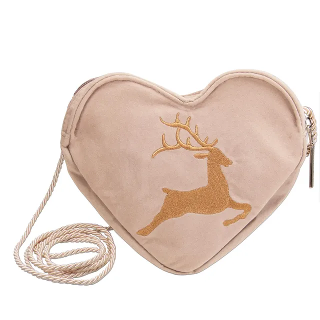 Alpenflüstern DAHEIM Herztasche Hirsch DTA098 Dirndltasche Taupe-grau