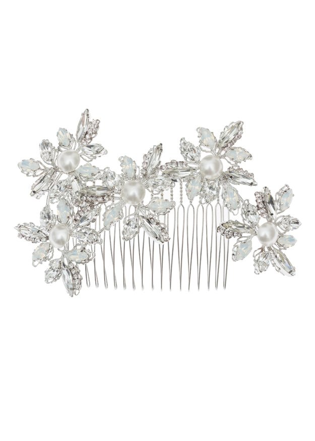Elizabeth Bower Lily Crystal Haarkamm Rhodium Statement