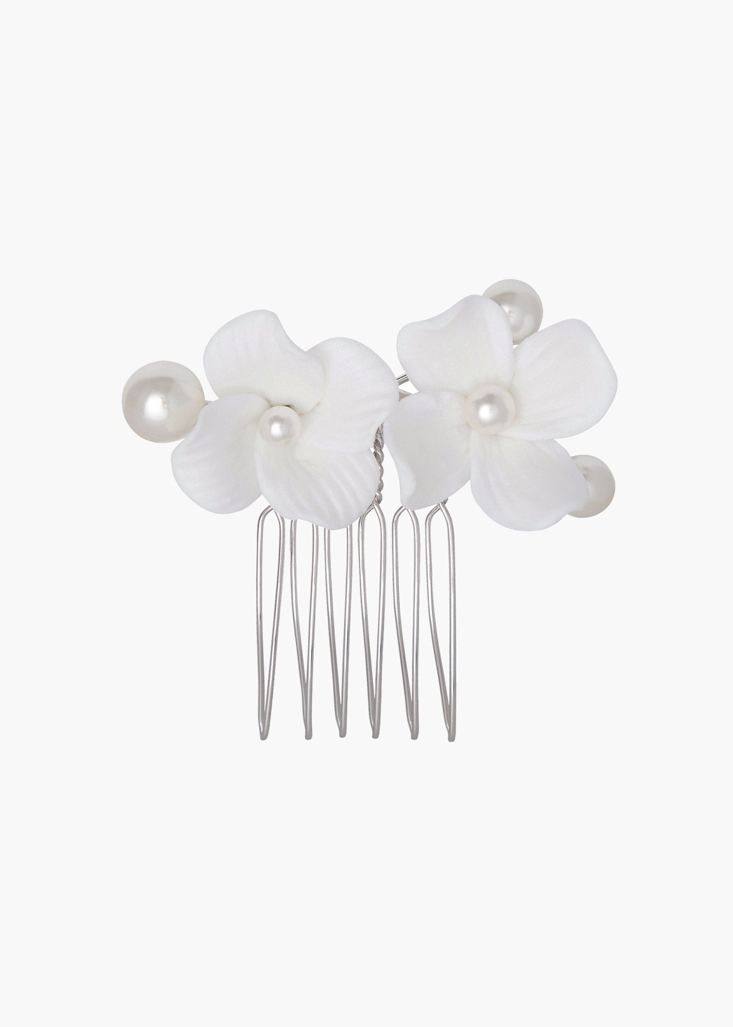Elizabeth Bower Pearl Dublet & Weiss Set Brautschmuck Rhodium Stecker