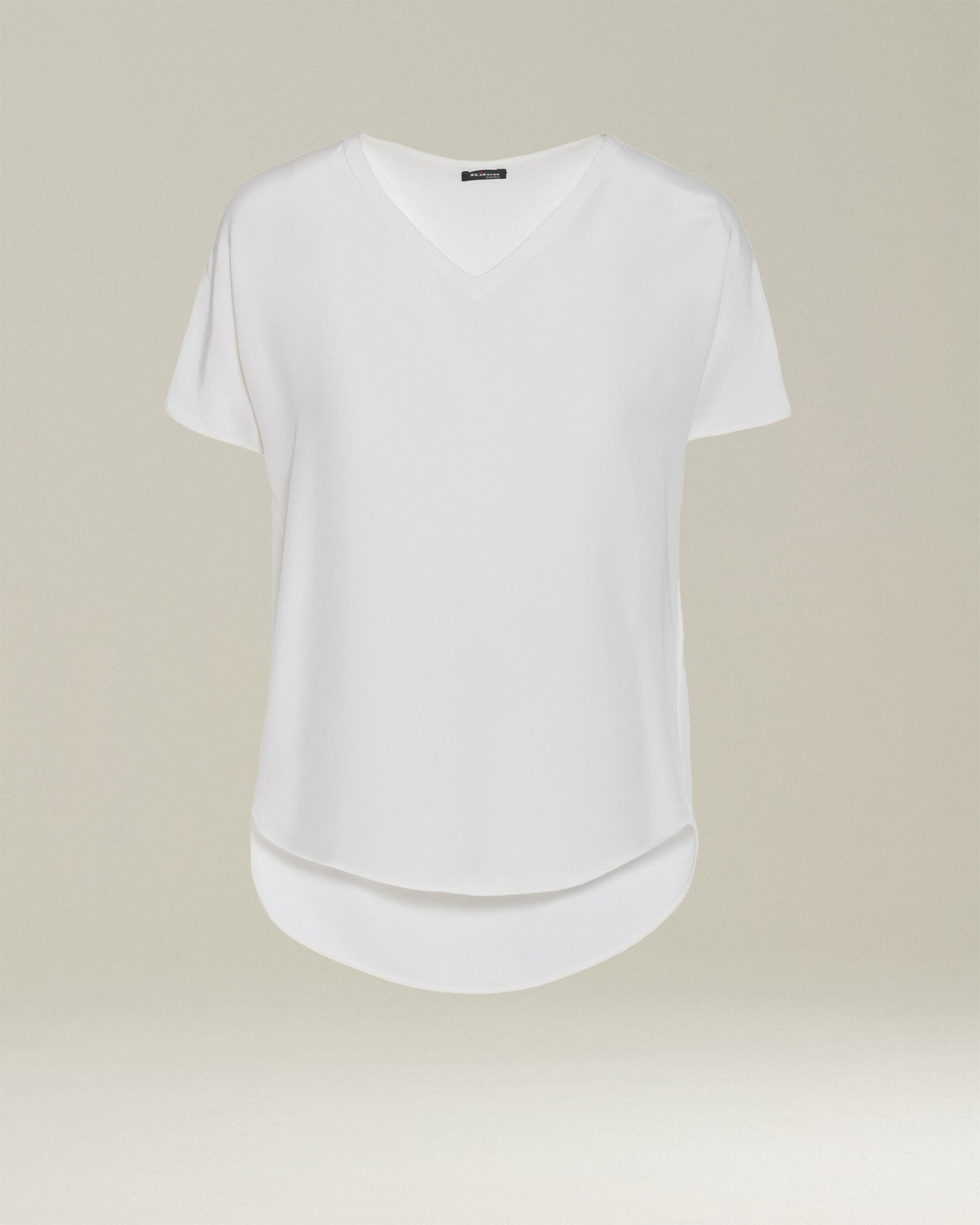 Kiton Shirts CAMICIA SETA Bluse Seide weiß V-Ausschnitt