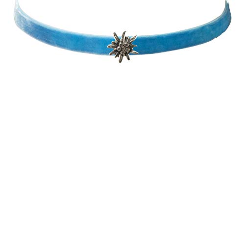 Alpenflüstern DAHEIM Kropfband Edelweiss Mini Samt Hell-Blau Choker