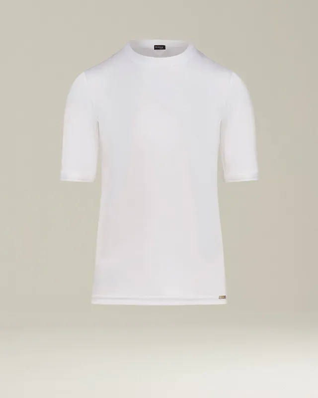 Kiton Polo T-Shirt Baumwolle Weiß Brusttasche 46