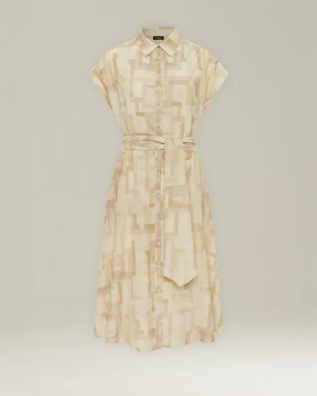 Kiton Dresses Voile-Kleid Baumwolle-Seide ärmellos mit Gürtel