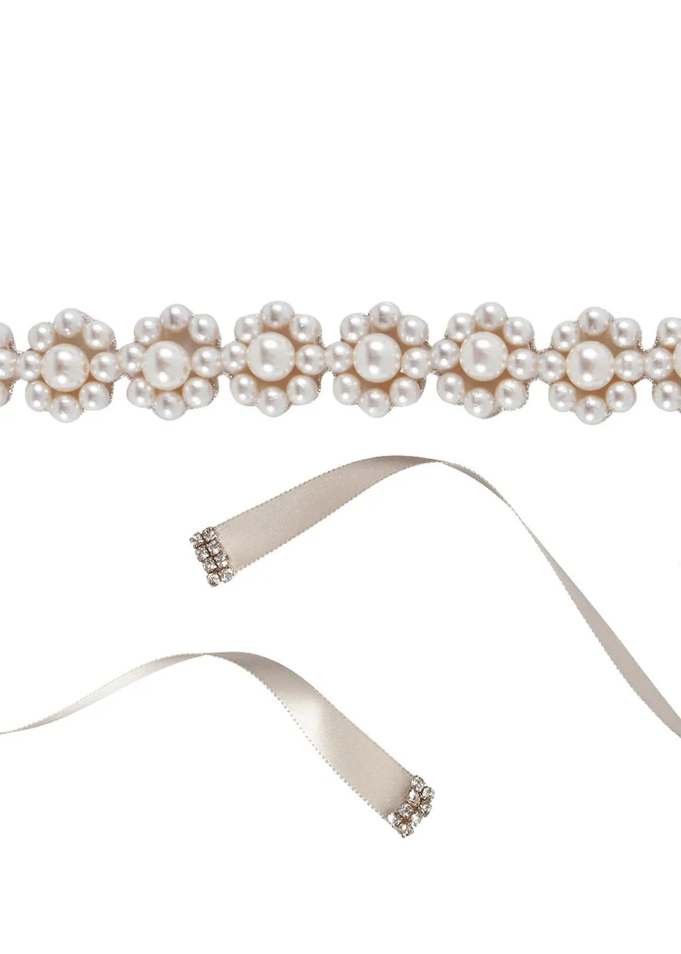 Elizabeth Bower Pearl Rosette Bridal Sash Braut Gürtel Elfenbein