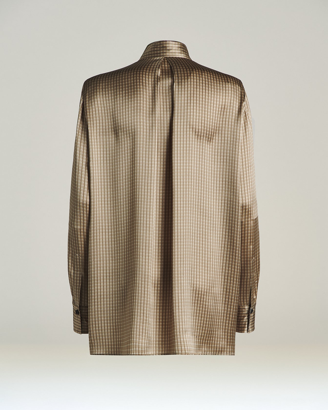 Kiton Beige Geometric Silk Shirt Seidenhemd 40 gemustert
