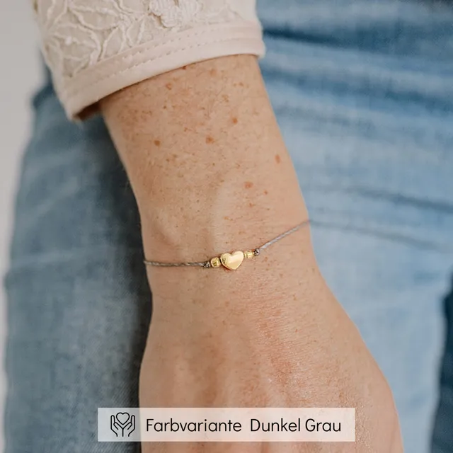 Perlenbräute Trauzeugin Armband Gold mit Karte Grau