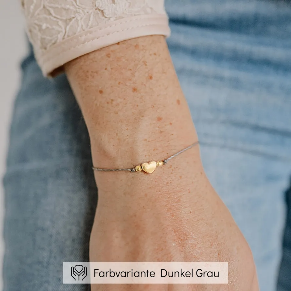 Perlenbräute Trauzeugin Armband Gold mit Karte Grau