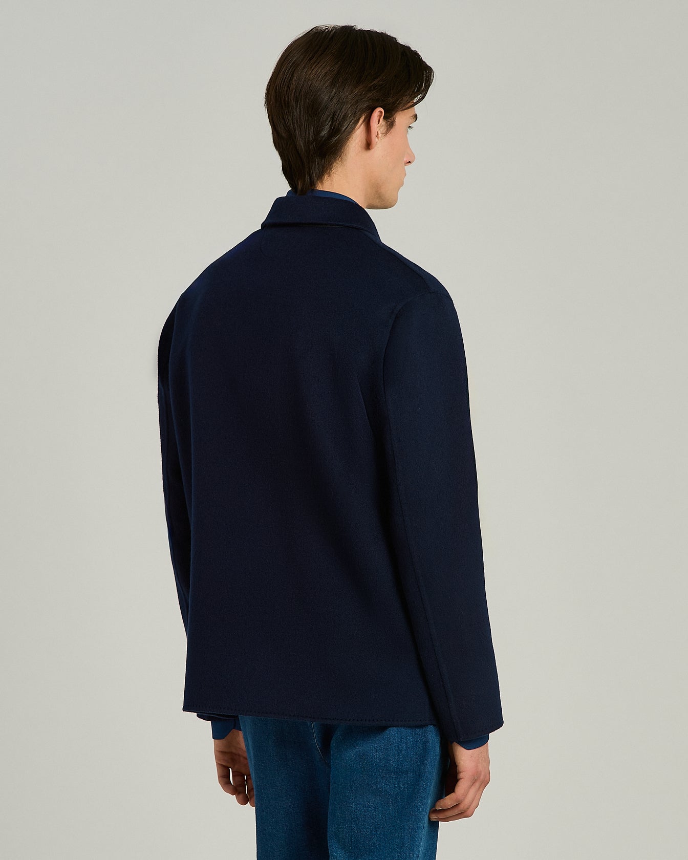 Kiton Blue Wool Cashmere Overshirt Jacke Blau 50