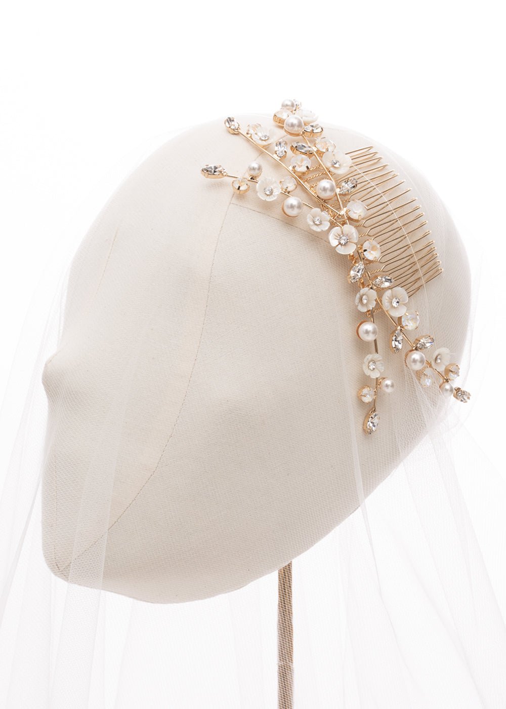Elizabeth Bower Trillium Pearllum Haarkamm Rhodium Perlen