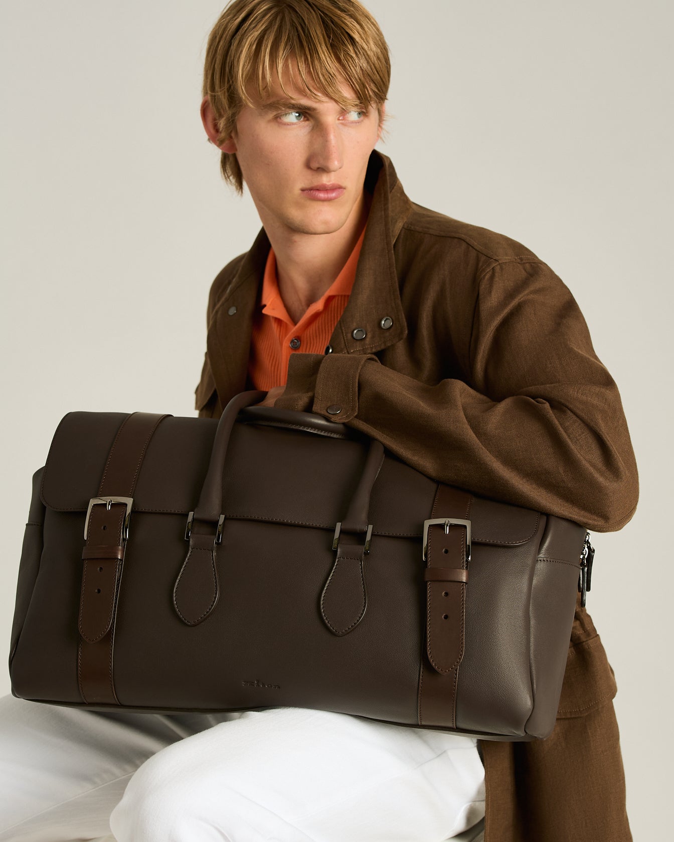 Kiton Bags Weekend Holdall Reisetasche Braun Kalbsleder