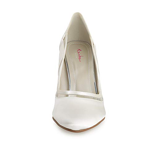 Rainbow Club Farrah Ivory Pumps Satin Blockabsatz 9 cm