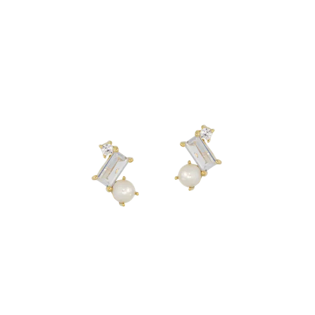 Juvelan Trinity Ohrstecker Silber Perle Kristall 1 cm