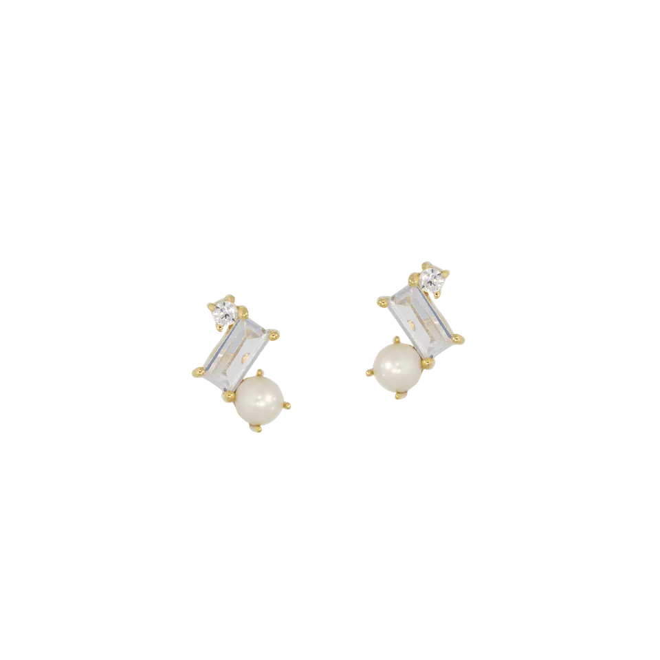 Juvelan Trinity Ohrstecker Silber Perle Kristall 1 cm