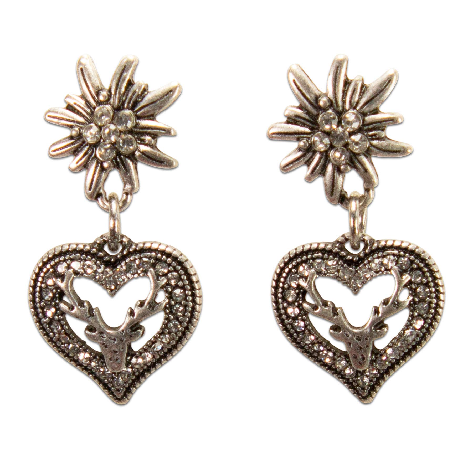Alpenflüstern Daheim DOR051 Ohrstecker Edelweiß Strass 3,6 cm