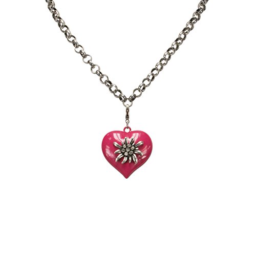 Alpenflüstern DAHEIM Edelweiß-Herz Anhänger pink Strass