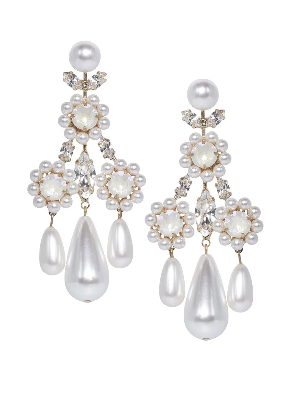Elizabeth Bower Baroque Kronleuchter Ohrringe Rhodium Perlen