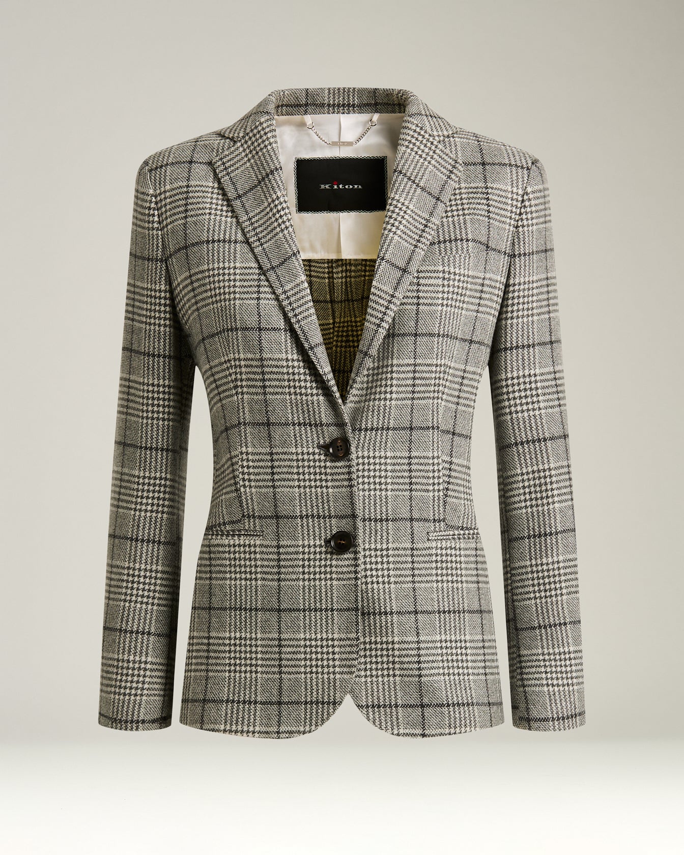 Kiton Prince of Wales Kaschmir Blazer Schwarz-Weiß Gr. 40