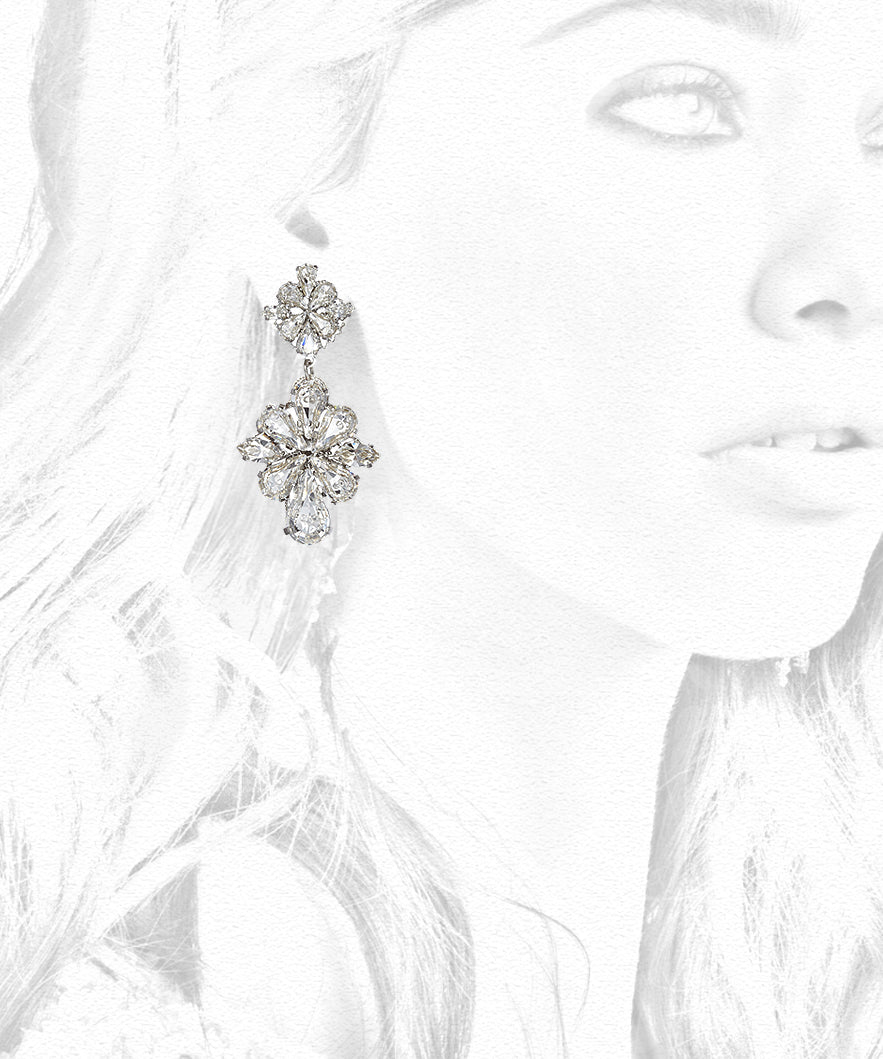 Elizabeth Bower Gracely Hängeohrringe Rhodium Stecker Kristall