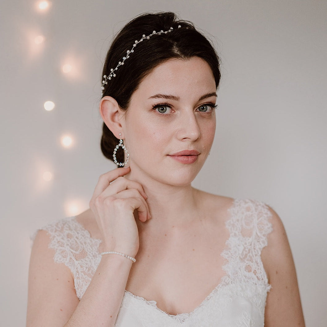 Perlenbräute Haarschmuck Basic III Headpiece Silber Perlen