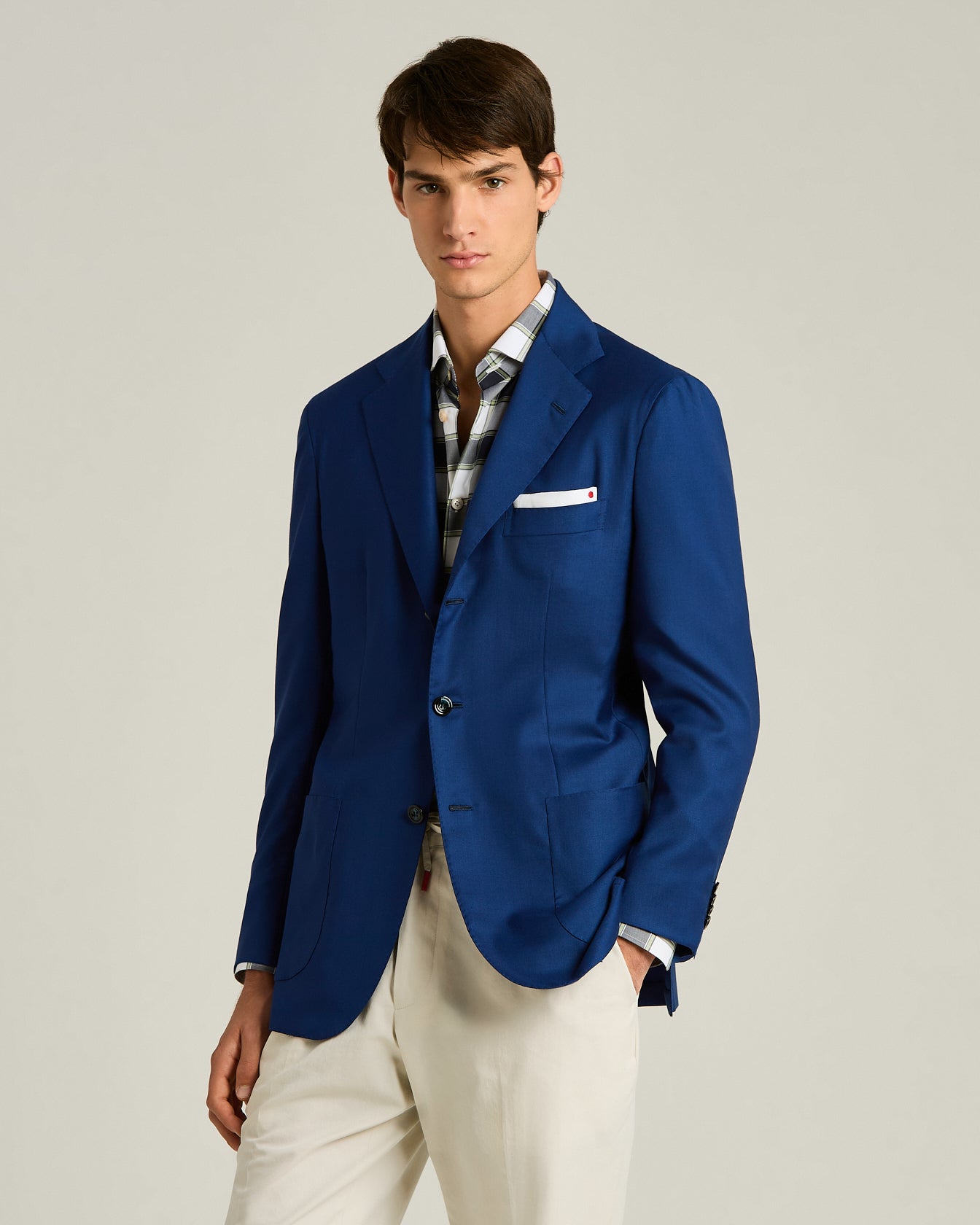 Kiton Jackets Cashmere Sakko Einreihig Blau Gr. 50