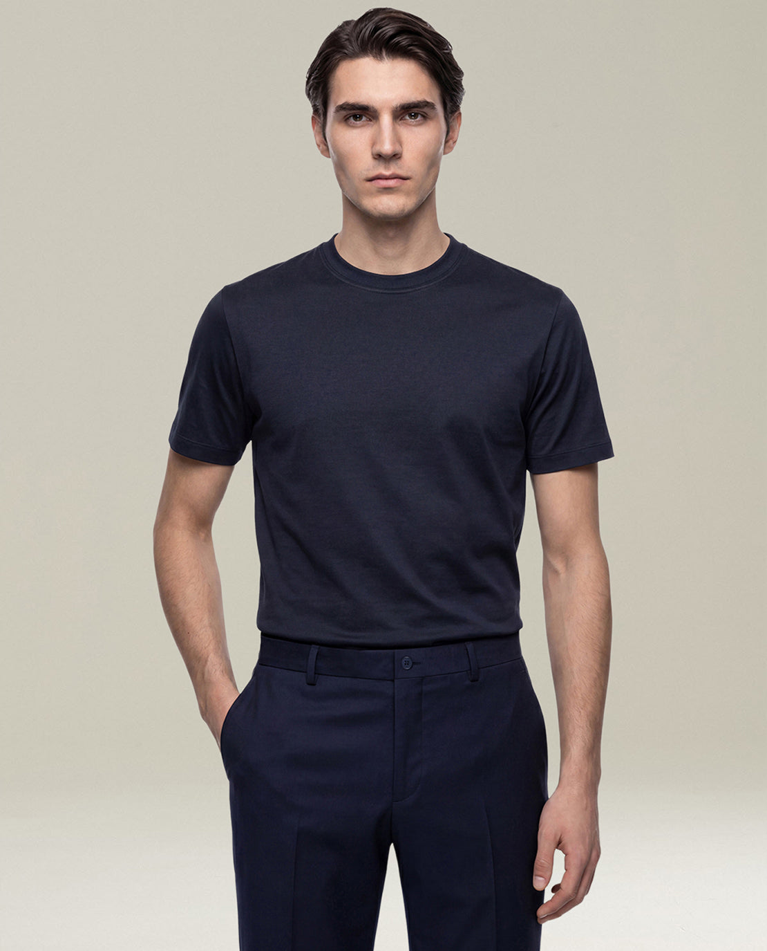 Kiton Navy Milano Cotton T-Shirt Blau L