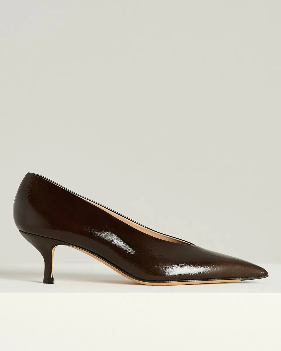 Kiton Pumps Kalbsleder Dunkelbraun Spitze Mittelabsatz