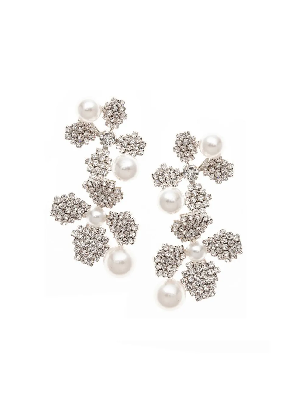 Elizabeth Bower June Pearl Floral Ohrringe Rhodium Tropfen