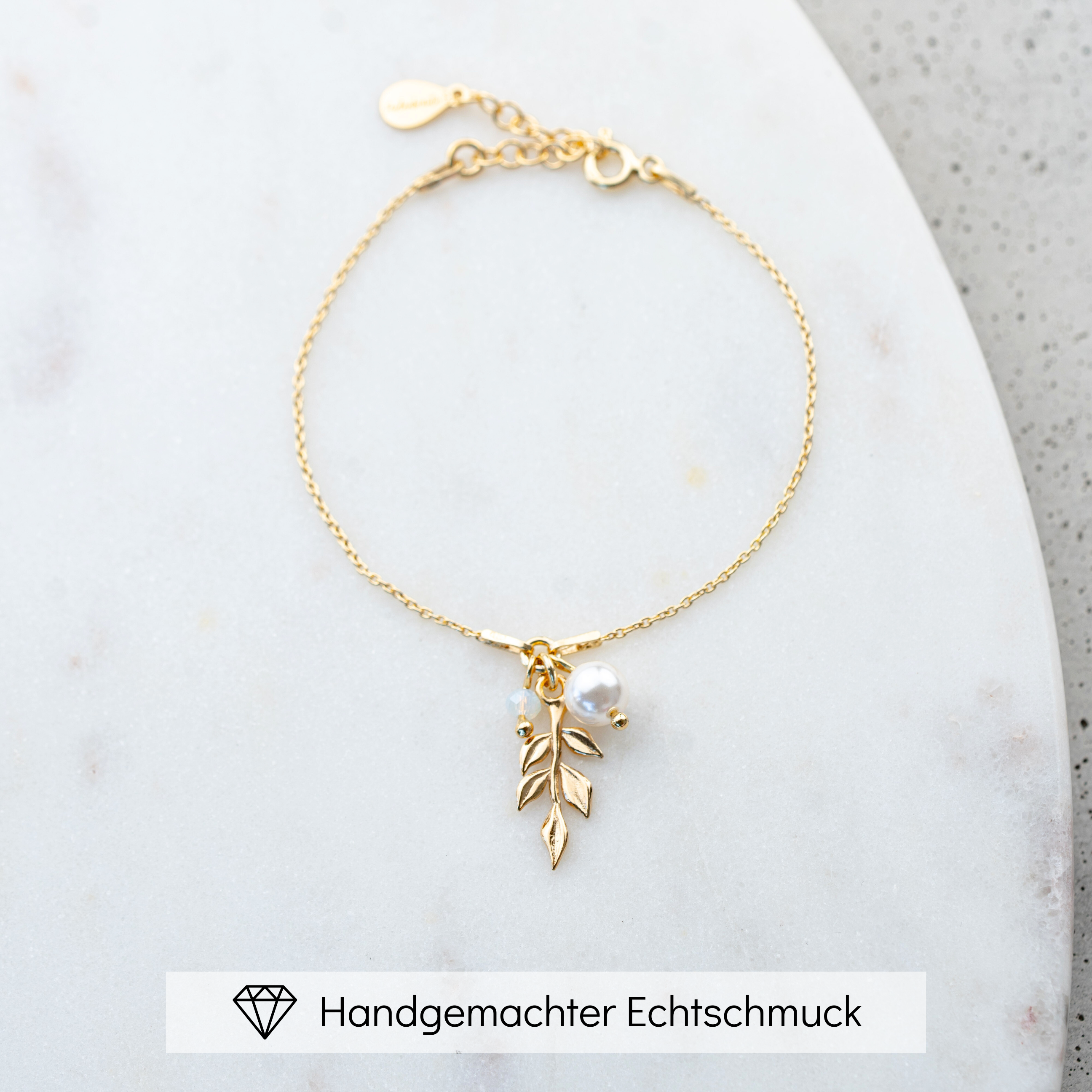Perlenbräute Resi Armband Gold 15-18 cm Perle
