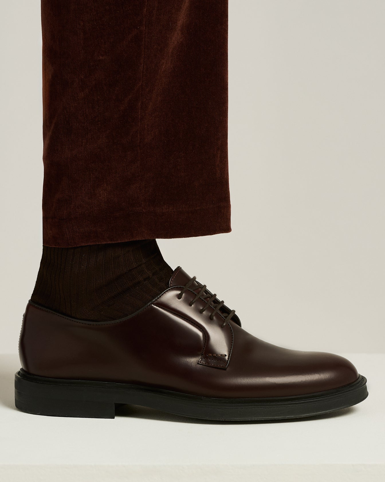 Kiton Shoes Derby Glattleder Schnürer Bordeaux Kalbsleder