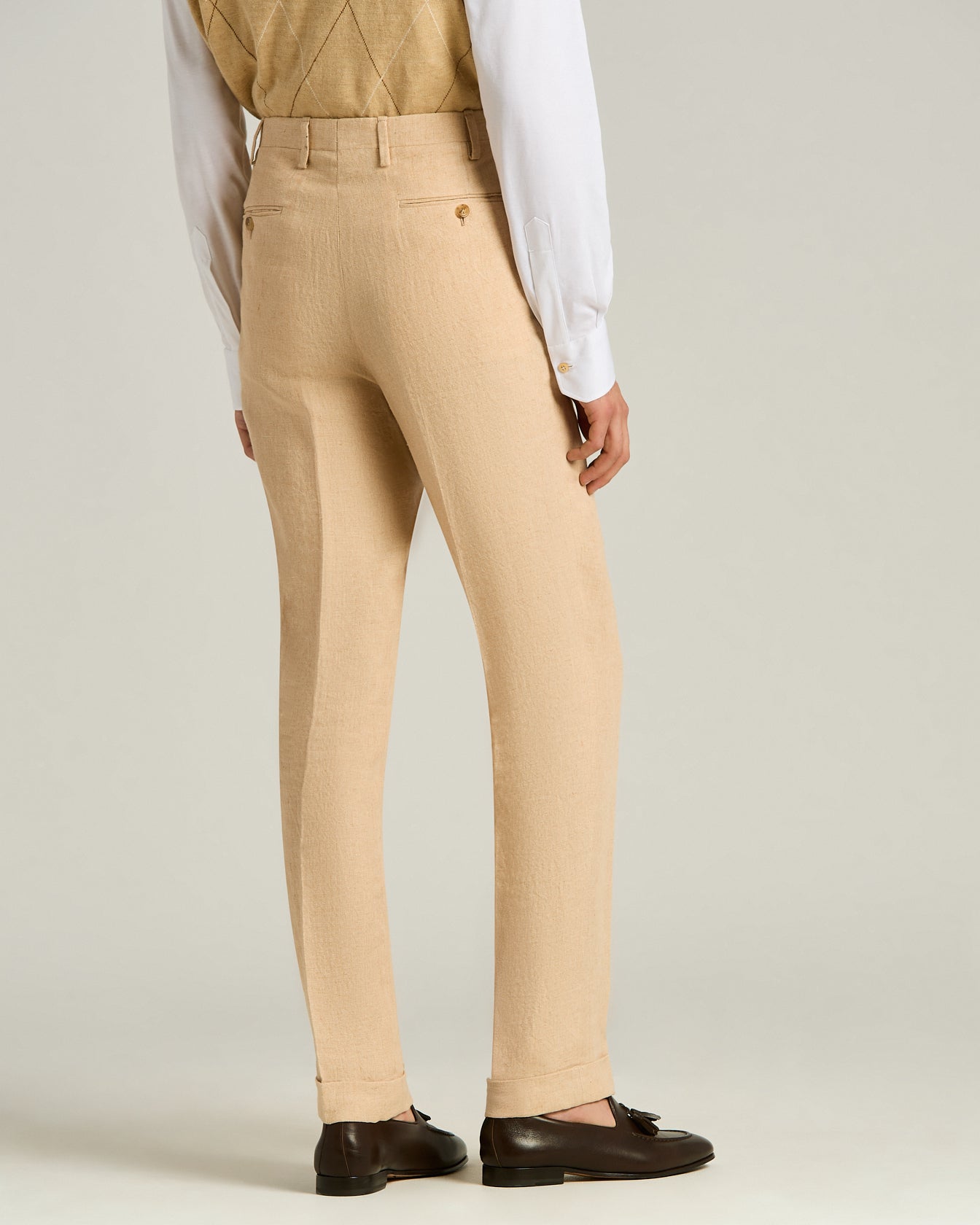 Kiton Leinenhose mit Bügelfalte Beige Herren Leinen