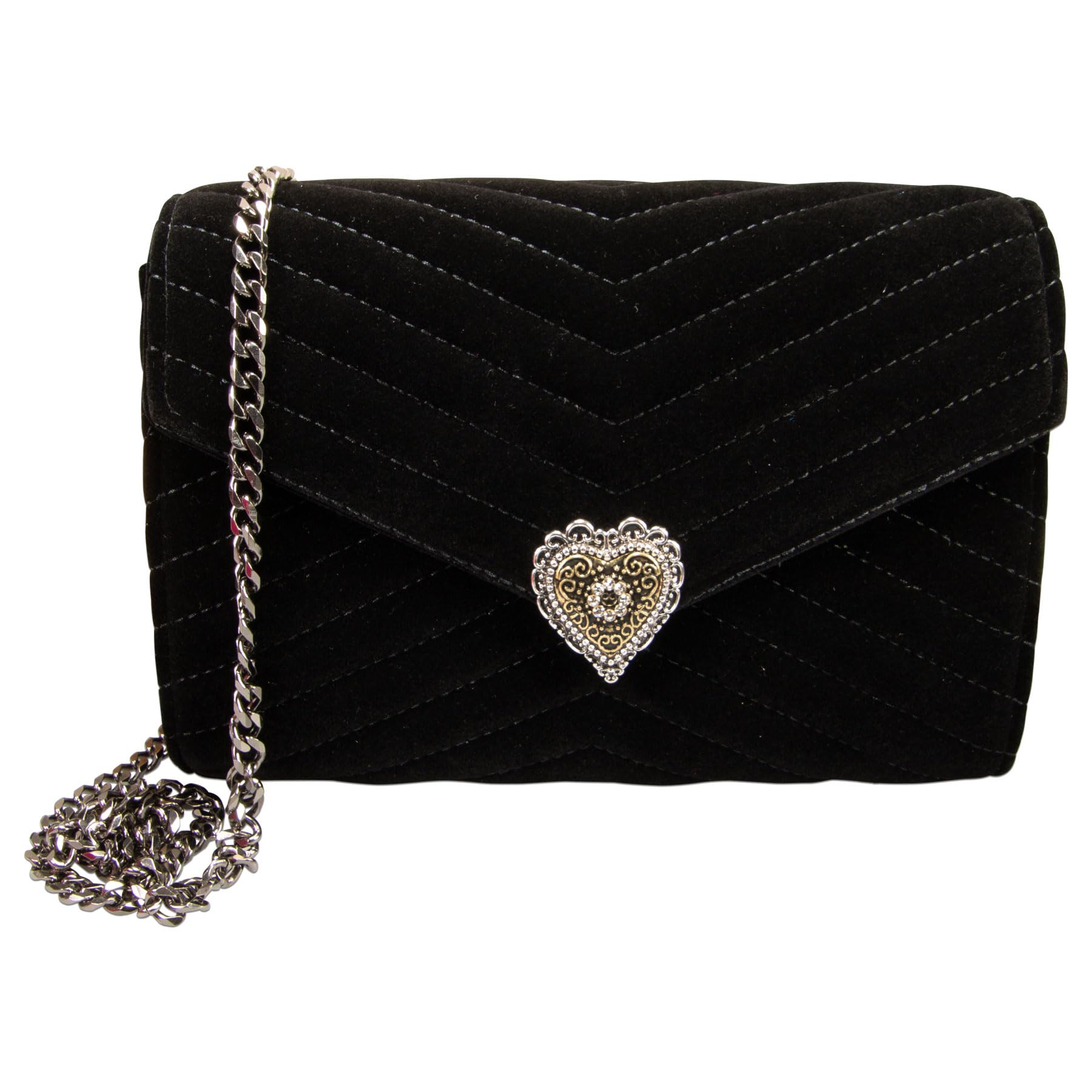 Alpenflüstern DAHEIM Trachtenherz Samtclutch Blau 22x15 cm