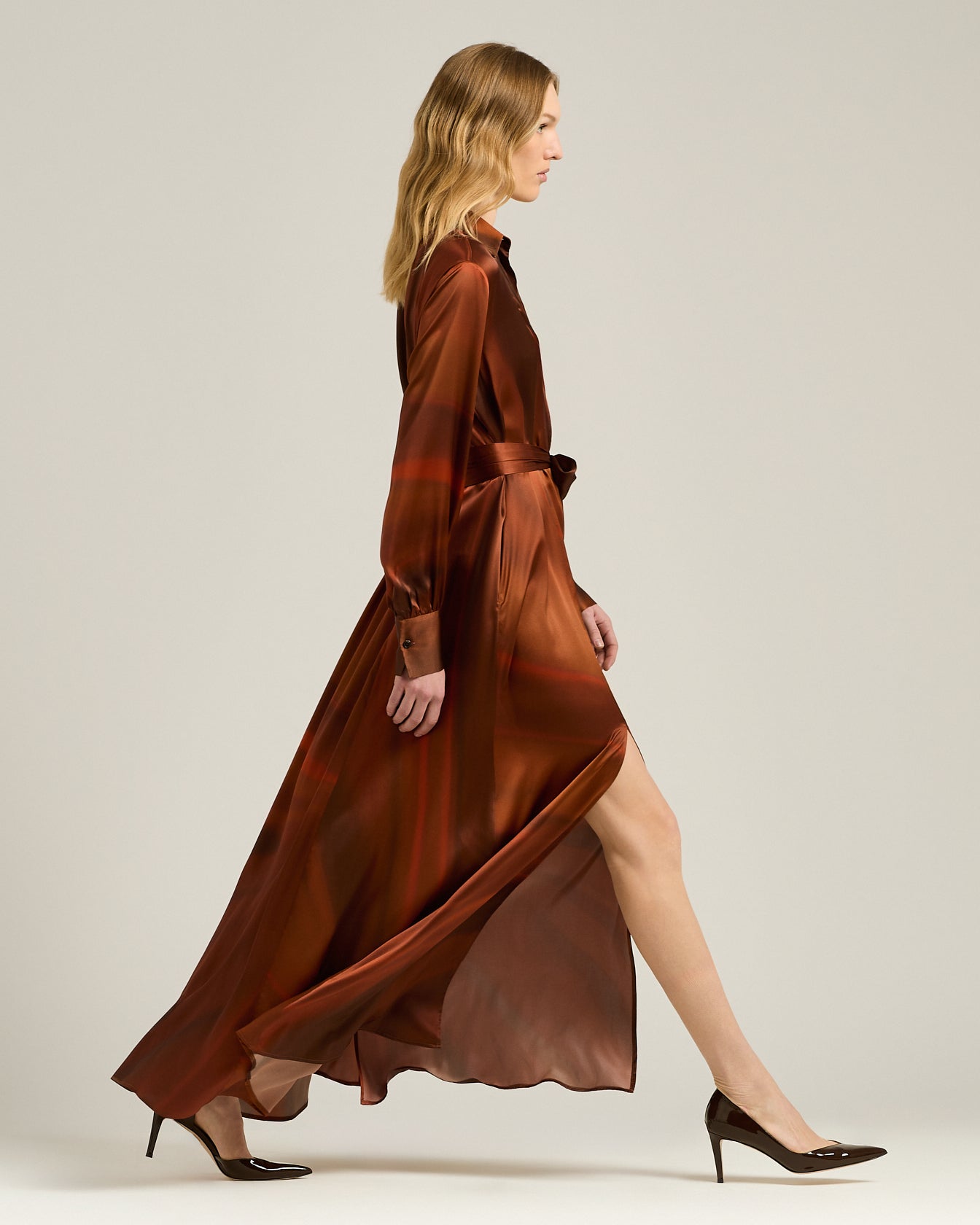 Kiton Dresses Brown Rust Seidenkleid Braun Print Gr.36-48