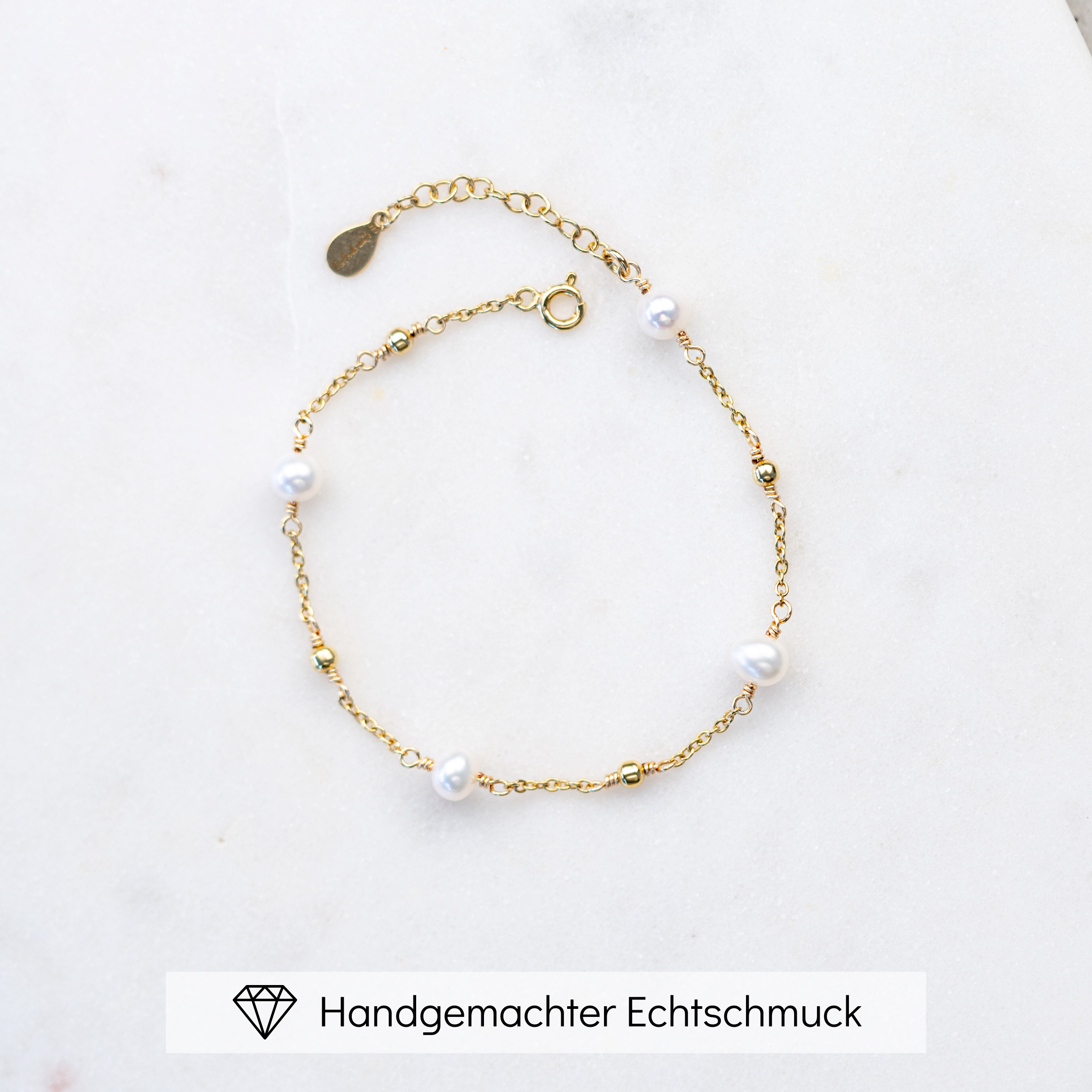 Perlenbräute Valli Brautarmband Süßwasserperlen Gold 16-19cm