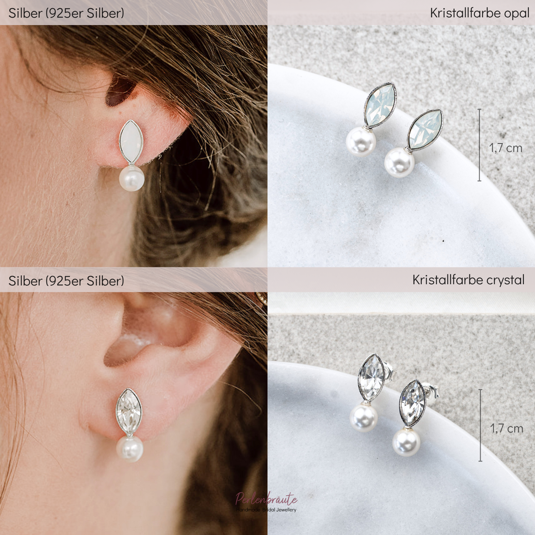 Perlenbräute Kylie Braut Ohrstecker Perle White Opal Gold