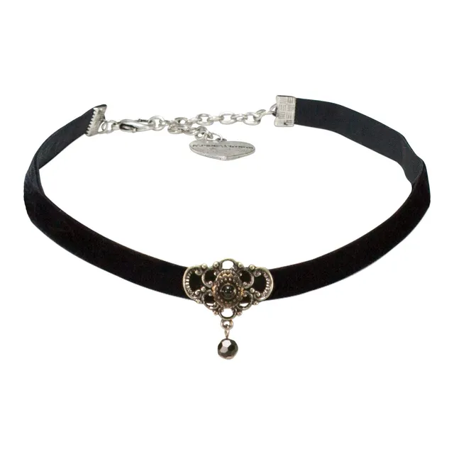Alpenflüstern DAHEIM DHK225 Kropfband Hedy Samt Schwarz Perle