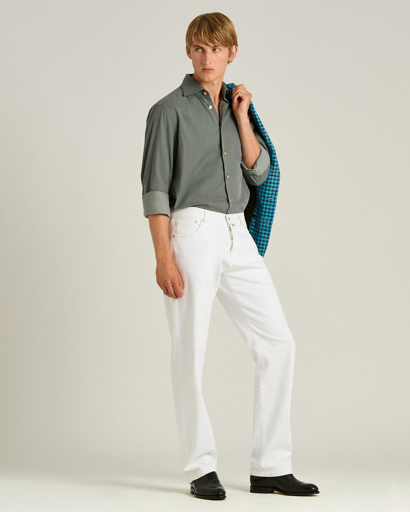 Kiton Shirts GREY COTTON Hemd Grau Baumwolle