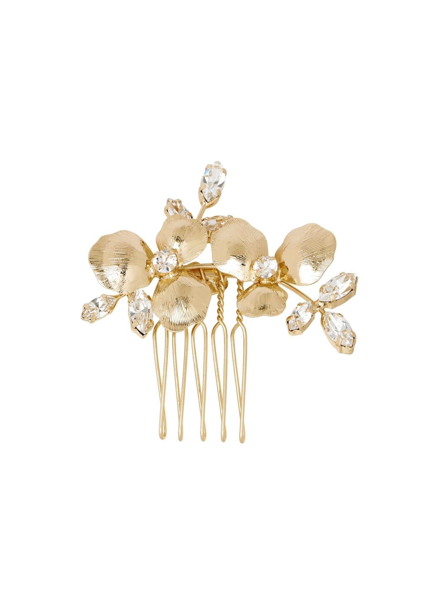 Elizabeth Bower Orchid Crystalla Mini Haarkamm Silber 40mm